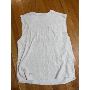 RARE CE Schmidt Workwear Mens Medium Oatmeal Heather Sleeveless Pocket Tee Shirt